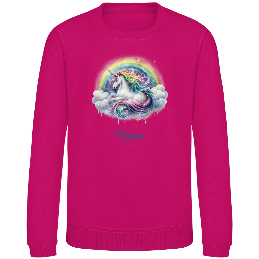 Kinder Sweatshirt Einhorn personalisiert mit Wunschname Geschenk Geburtstag
