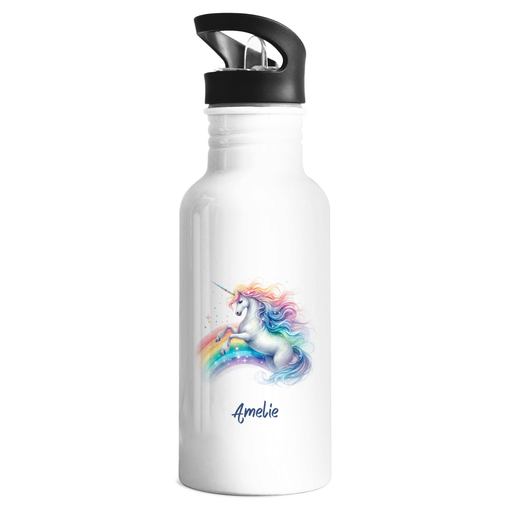 Edelstahl Trinkflasche Einhorn personalisiert mit Wunschname Geschenk Geburtstag