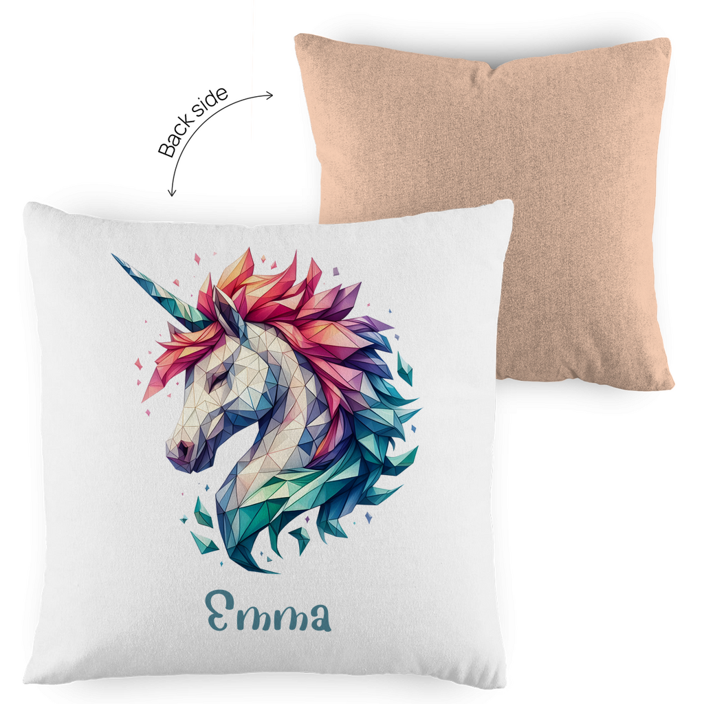 Kopfkissen Einhorn personalisiert mit Wunschname 40x40 cm mit Füllung zweifarbig