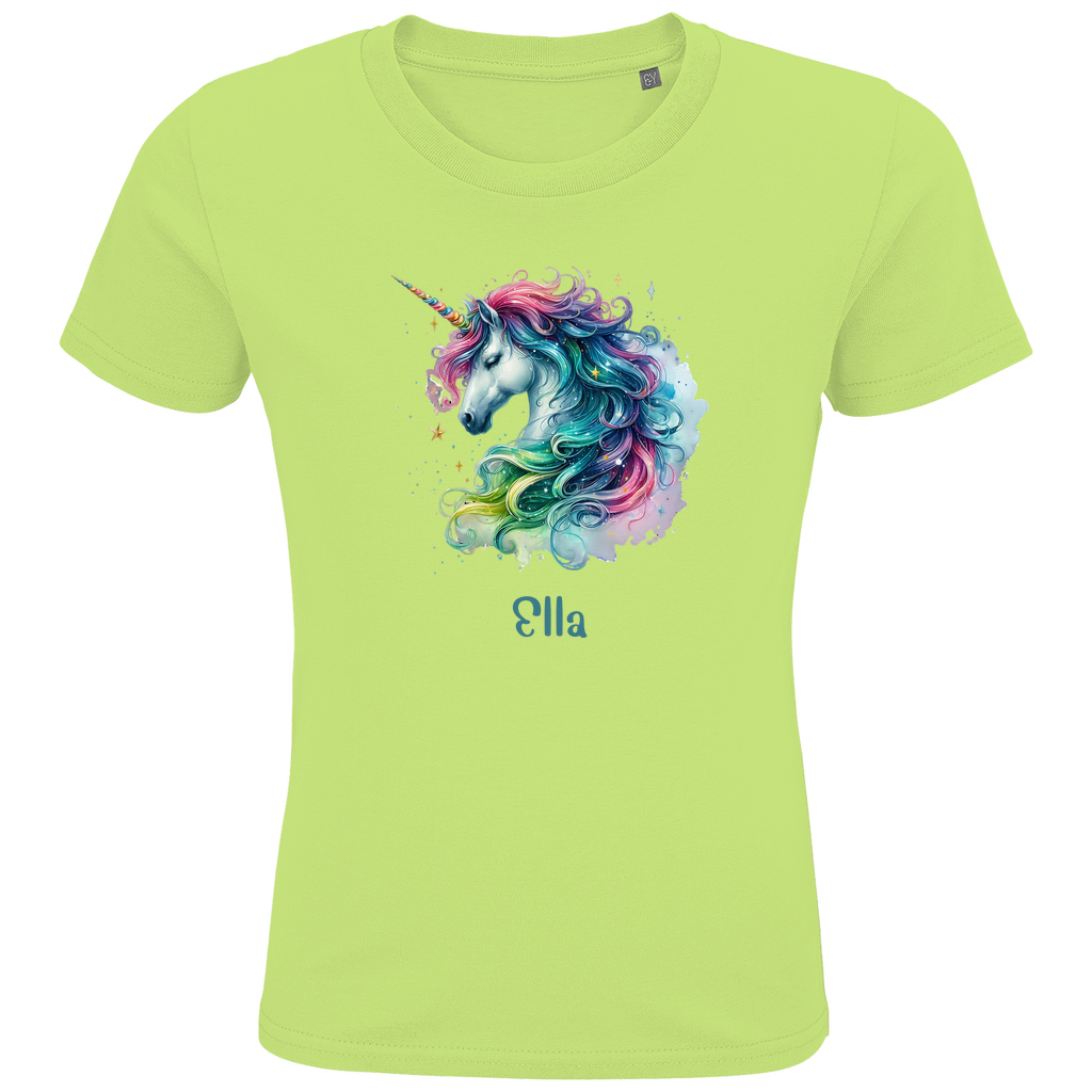 Kids Premium Bio T-Shirt Einhorn personalisiert mit Wunschname Geschenk Geburtstag