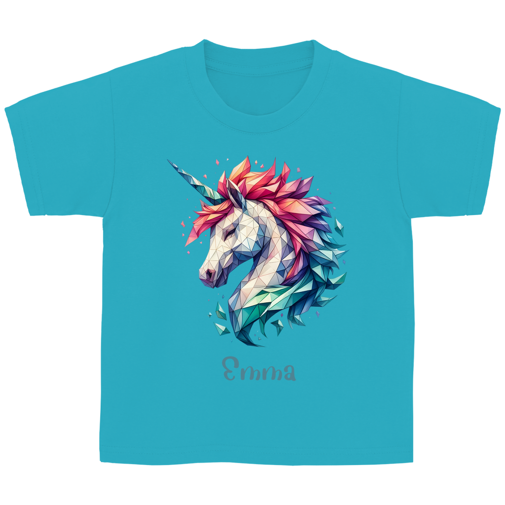 Kinder Basic T-Shirt Einhorn personalisiert mit Wunschname Geschenk Geburtstag