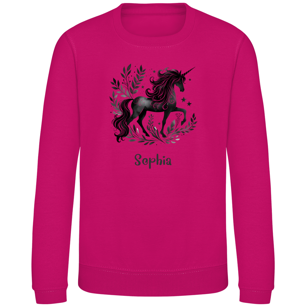Kinder Sweatshirt Einhorn personalisiert mit Wunschname Geschenk Geburtstag