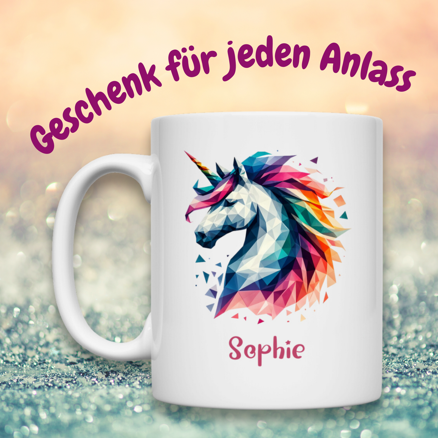 Tasse weiß Einhorn personalisiert mit Wunschname Geschenk Geburtstag