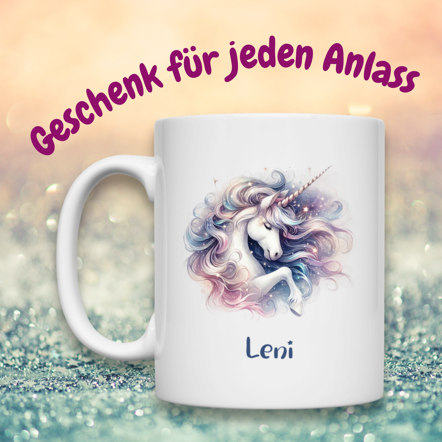 Tasse weiß Einhorn personalisiert mit Wunschname Geschenk Geburtstag
