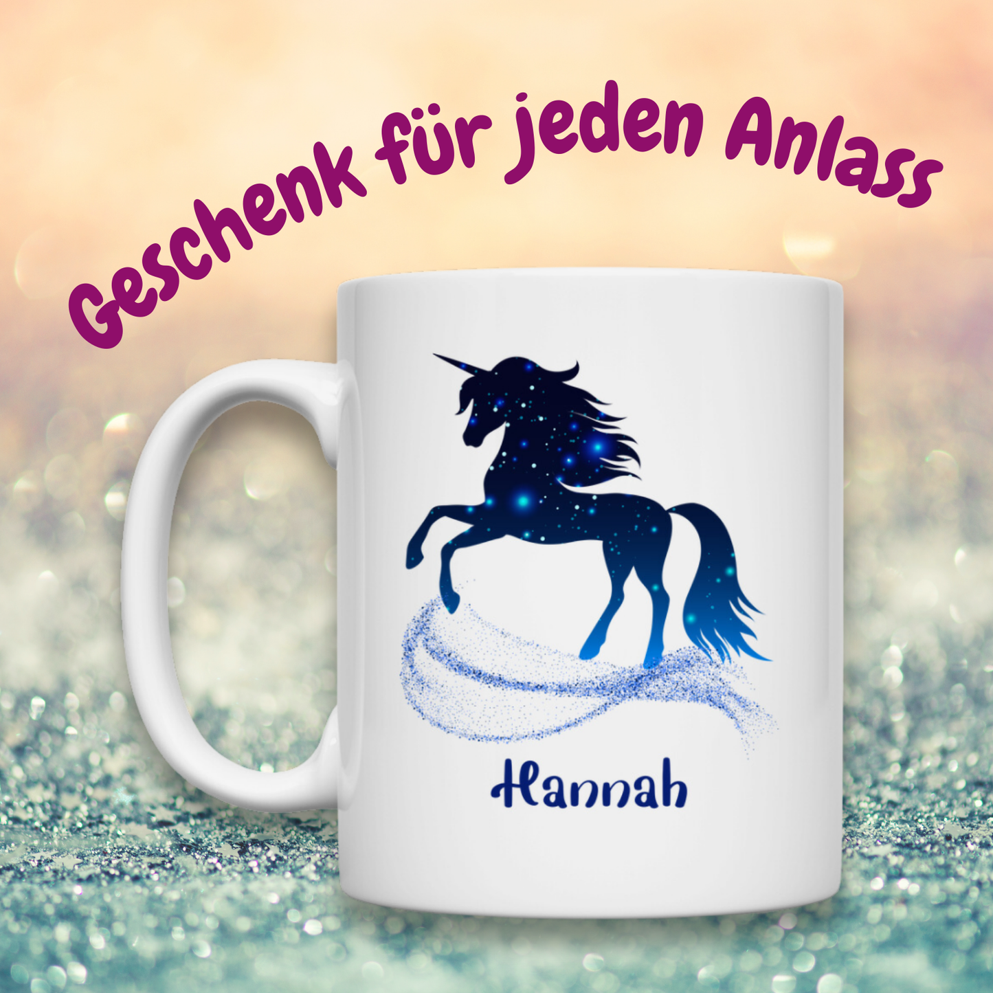 Tasse weiß Einhorn personalisiert mit Wunschname Geschenk Geburtstag
