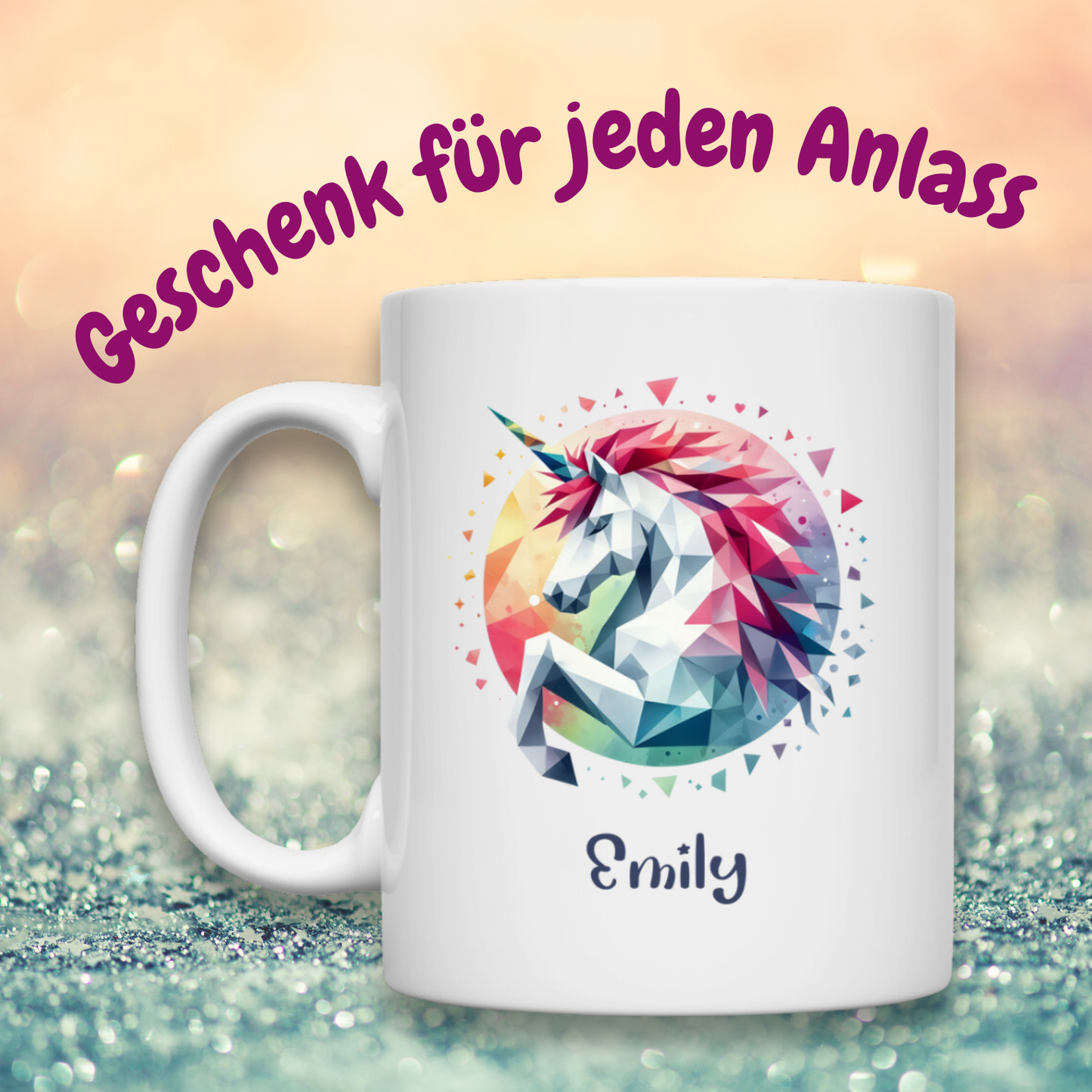 Tasse weiß Einhorn personalisiert mit Wunschname Geschenk Geburtstag
