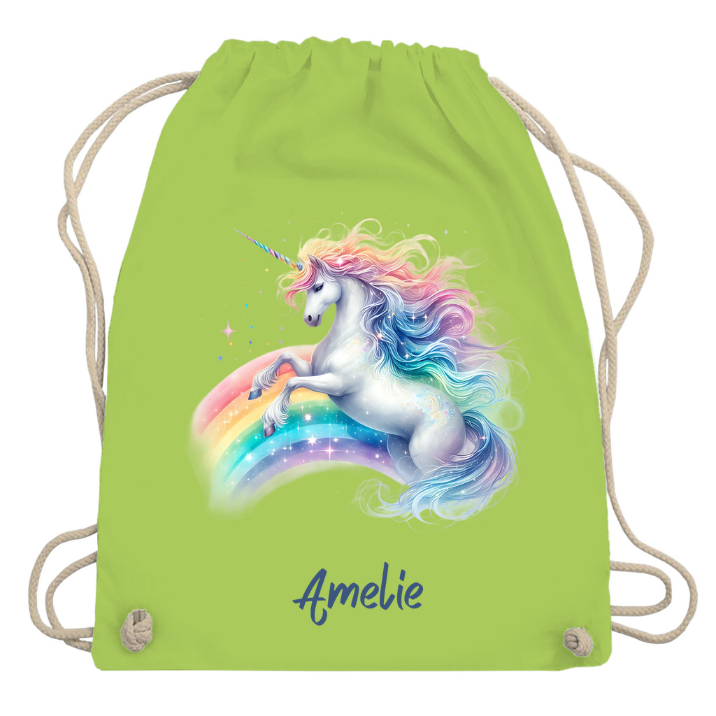Turnbeutel Einhorn personalisiert mit Wunschname Geschenk Geburtstag