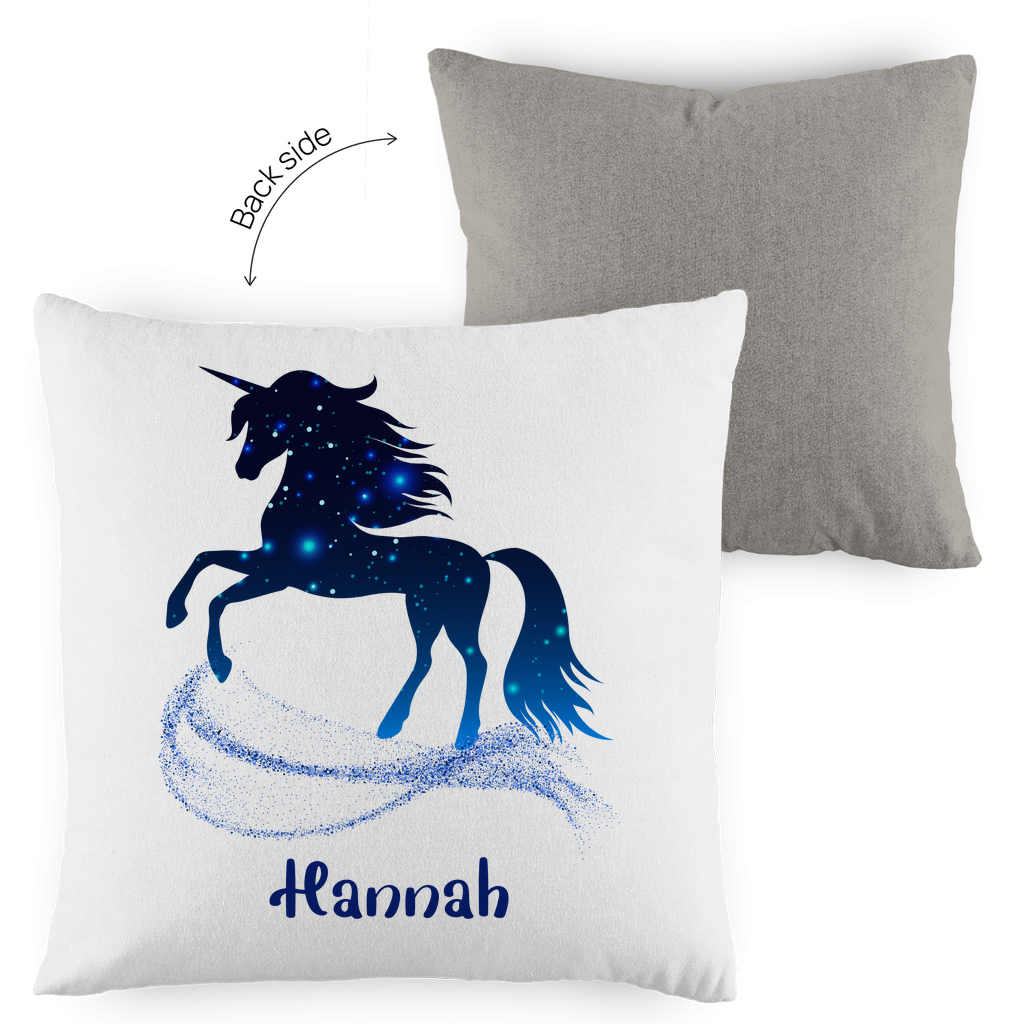 Kopfkissen Einhorn personalisiert mit Wunschname 40x40 cm mit Füllung zweifarbig