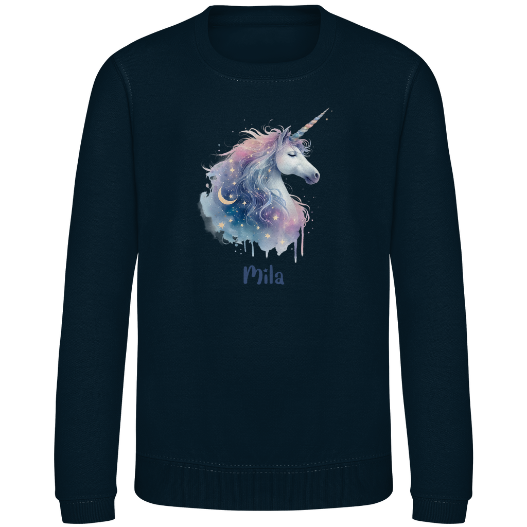 Kinder Sweatshirt Einhorn personalisiert mit Wunschname Geschenk Geburtstag