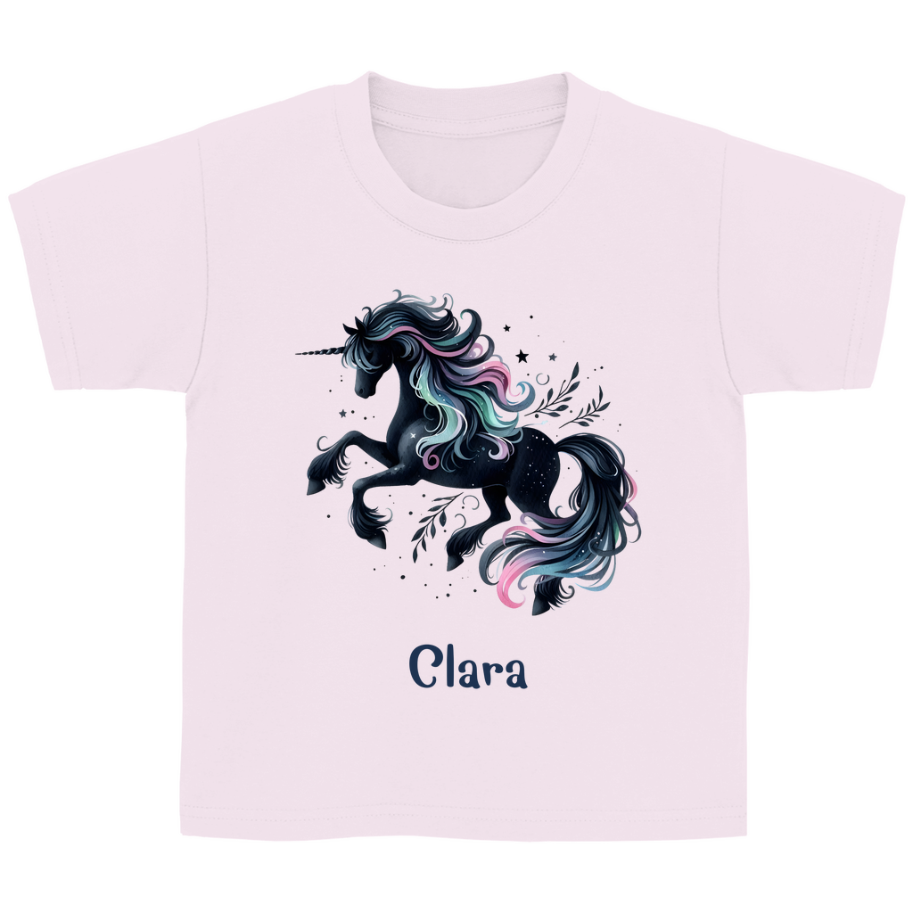 Kinder Basic T-Shirt Einhorn personalisiert mit Wunschname Geschenk Geburtstag