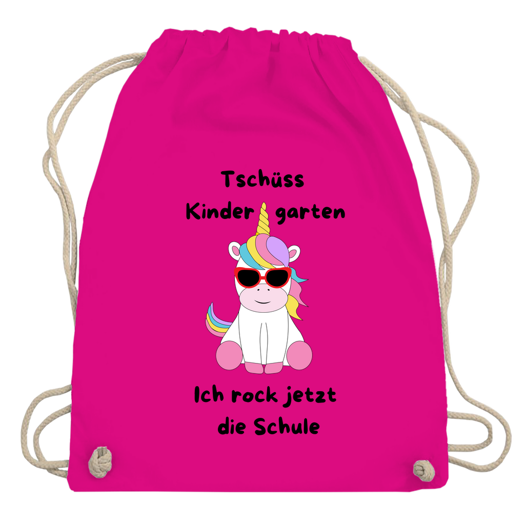 Sportbeutel Schule Einhorn Tschüss Kindergarten Mädchen Turnbeutel 37x46 cm