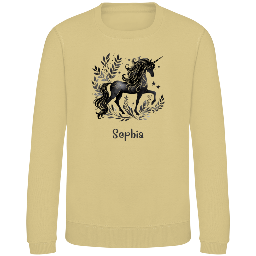 Kinder Sweatshirt Einhorn personalisiert mit Wunschname Geschenk Geburtstag