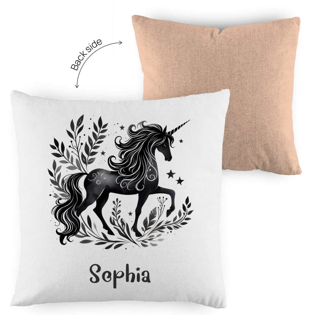 Kopfkissen Einhorn personalisiert mit Wunschname 40x40 cm mit Füllung zweifarbig