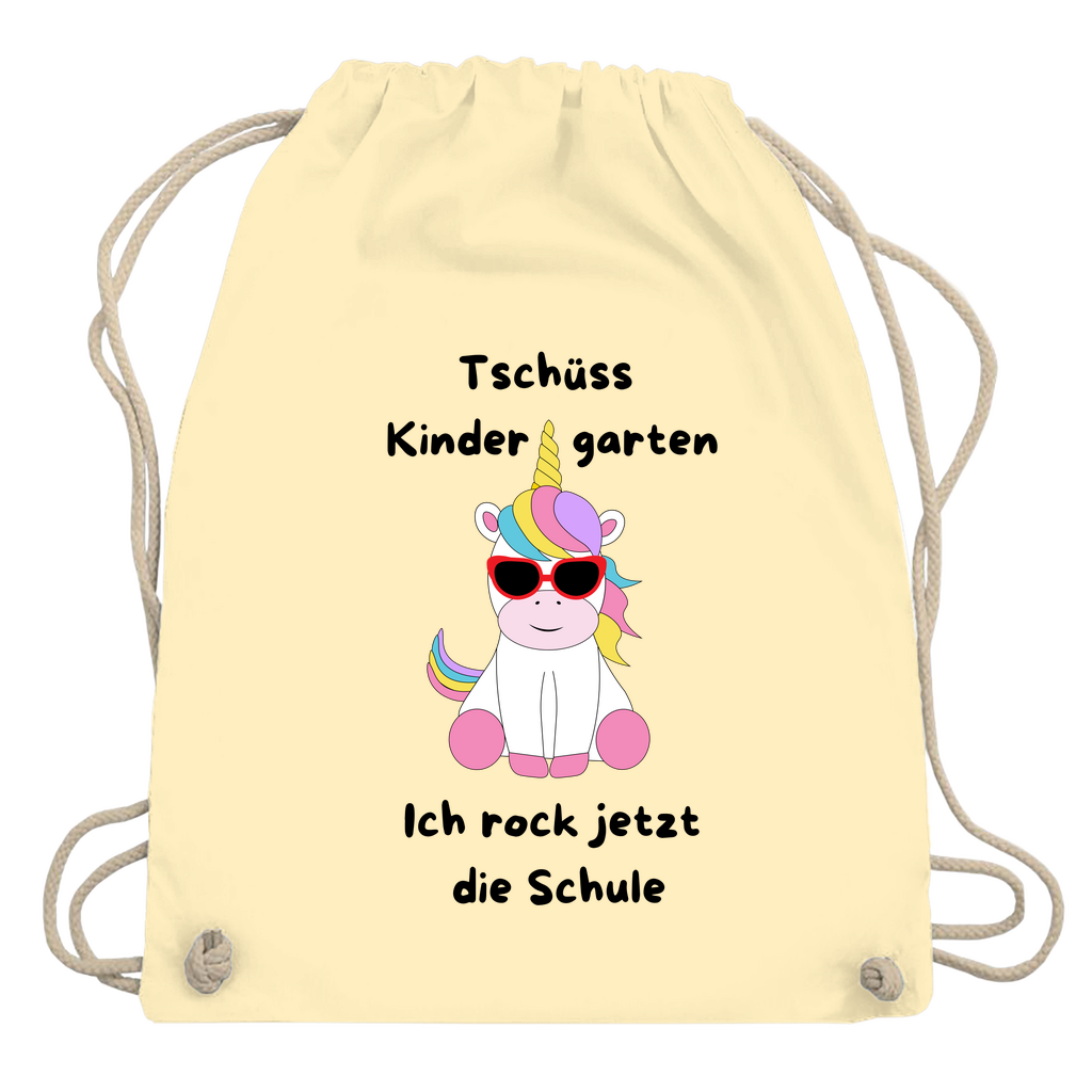 Sportbeutel Schule Einhorn Tschüss Kindergarten Mädchen Turnbeutel 37x46 cm