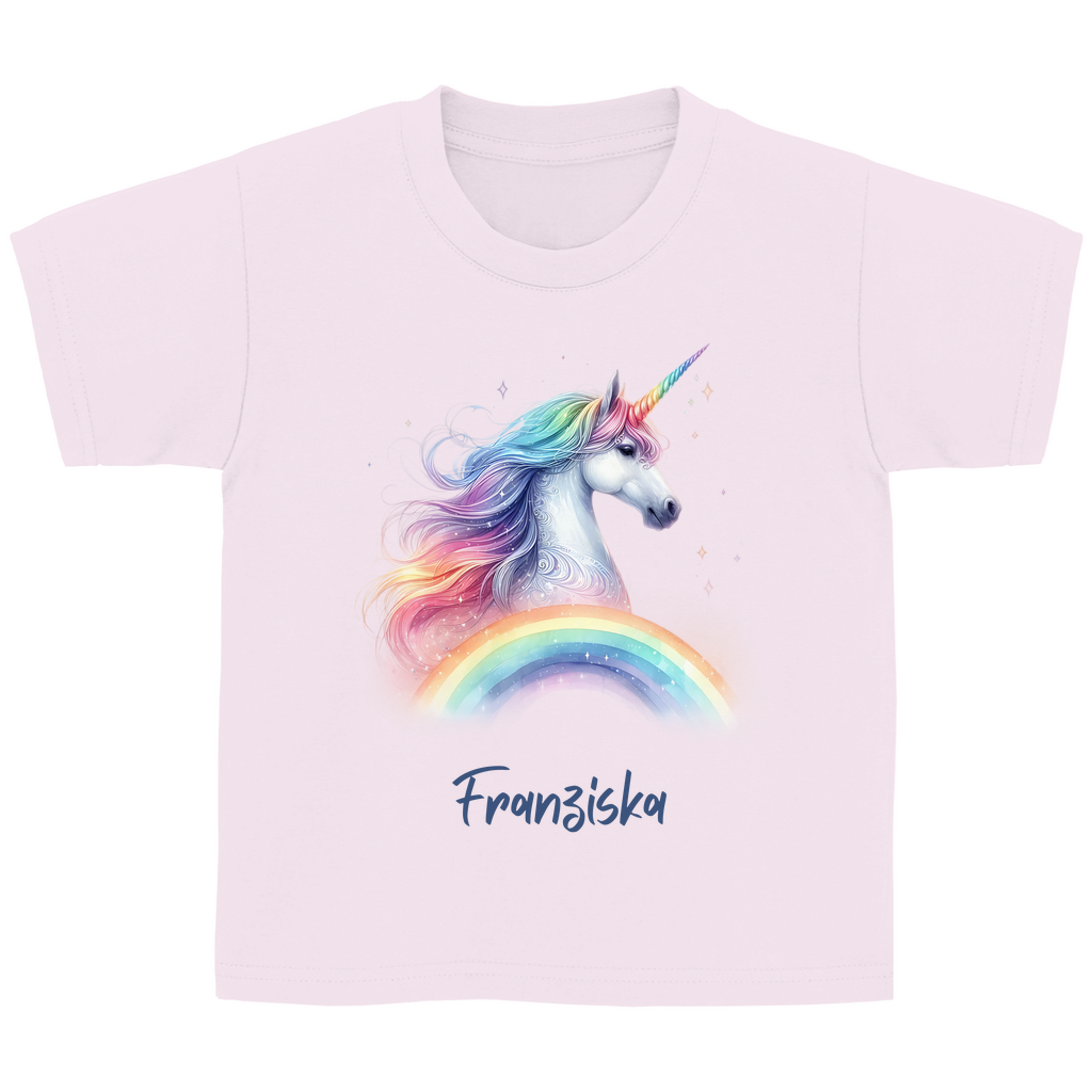 Kinder Basic T-Shirt Einhorn personalisiert mit Wunschname Geschenk Geburtstag