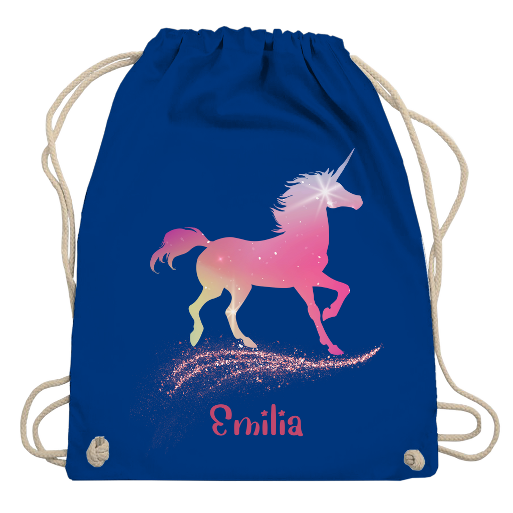 Turnbeutel Einhorn personalisiert mit Wunschname Geschenk Geburtstag