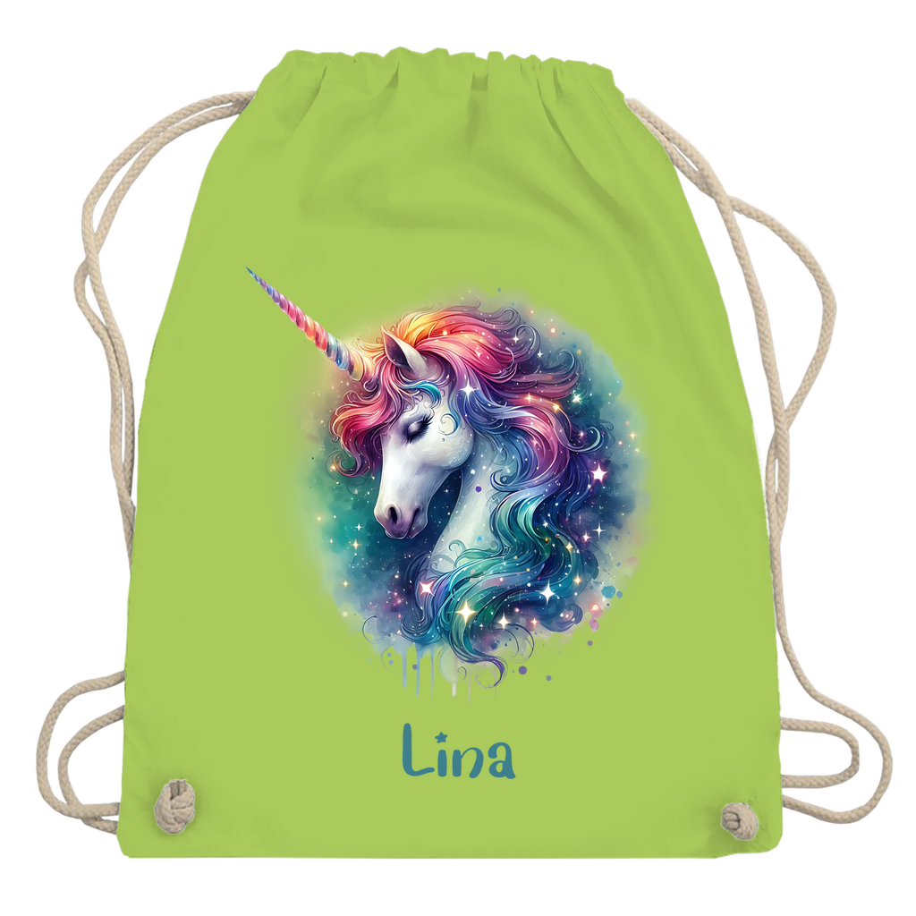 Turnbeutel Einhorn personalisiert mit Wunschname Geschenk Geburtstag