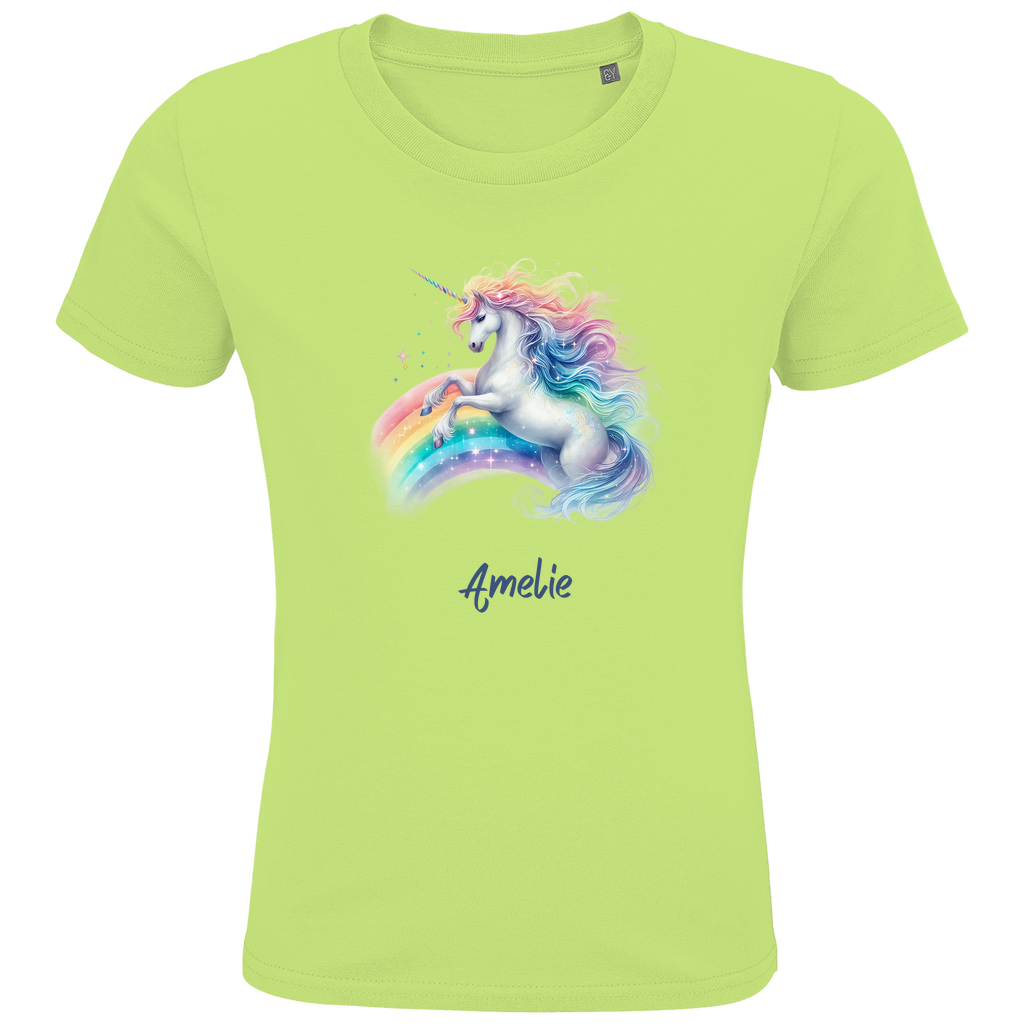 Kids Premium Bio T-Shirt Einhorn personalisiert mit Wunschname Geschenk Geburtstag