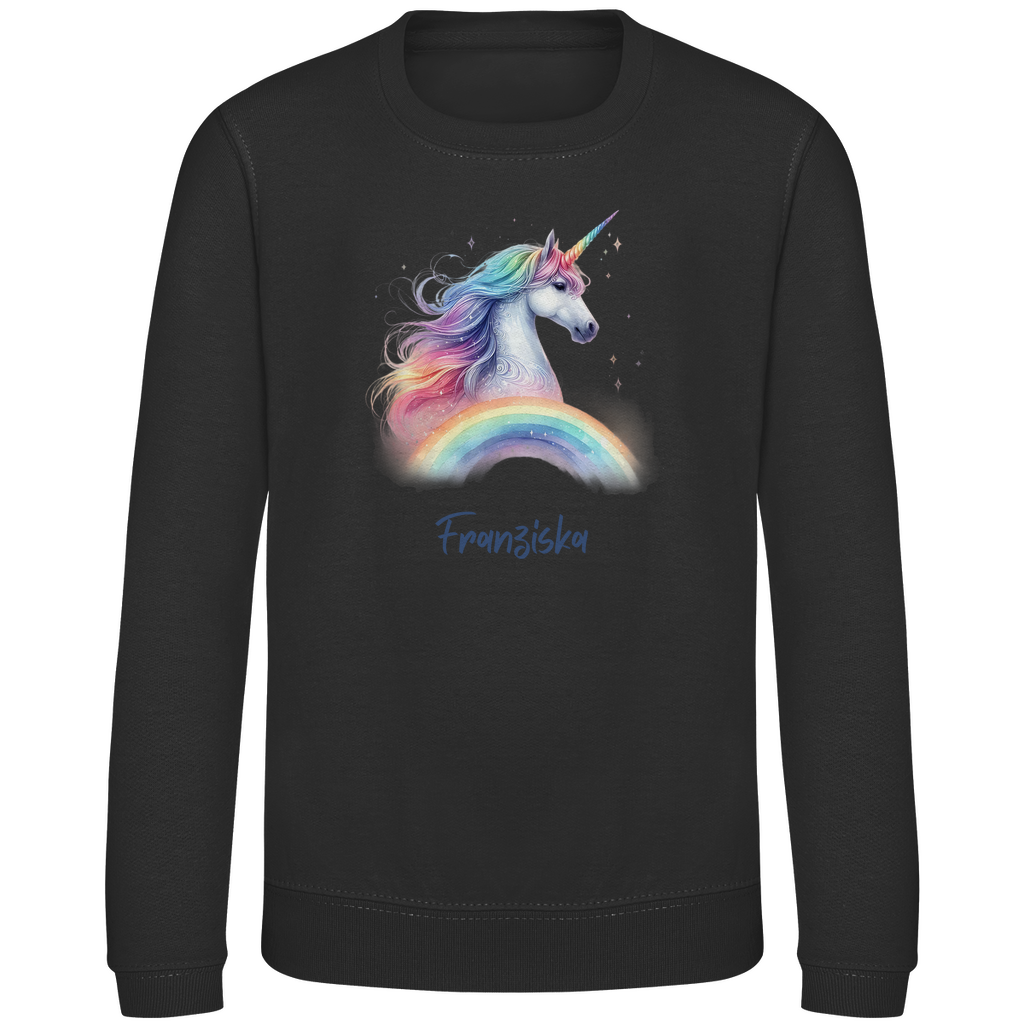 Kinder Sweatshirt Einhorn personalisiert mit Wunschname Geschenk Geburtstag