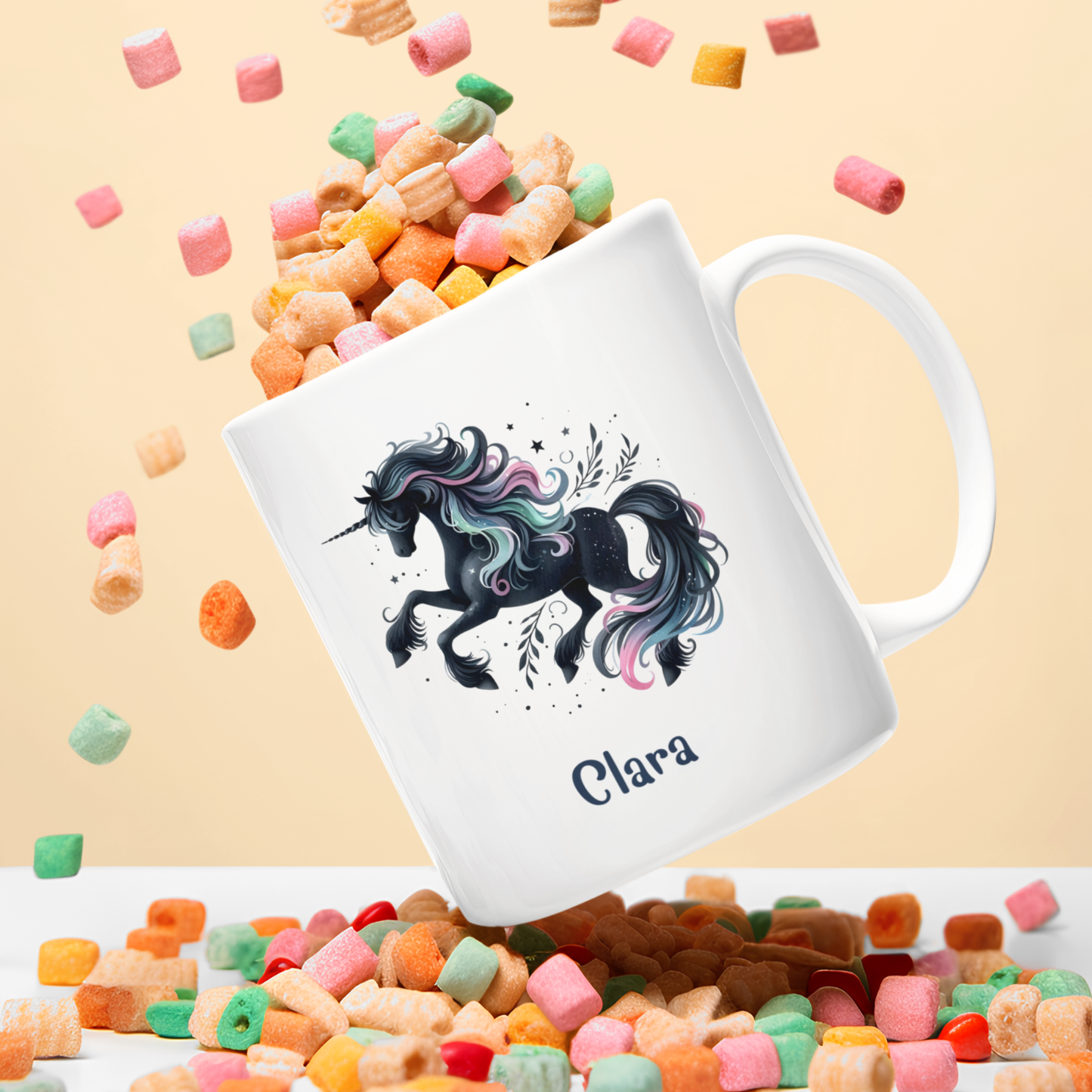 Tasse weiß Einhorn personalisiert mit Wunschname Geschenk Geburtstag