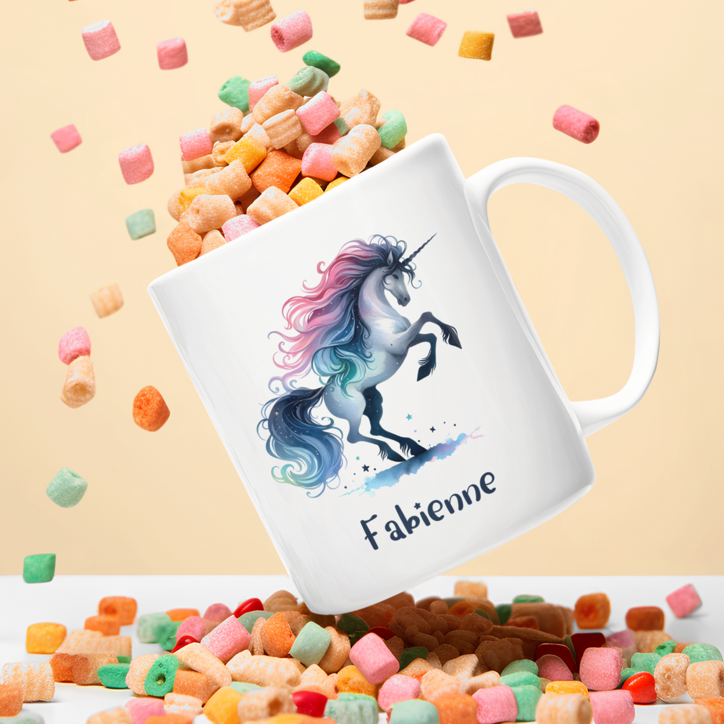 Tasse weiß Einhorn personalisiert mit Wunschname Geschenk Geburtstag