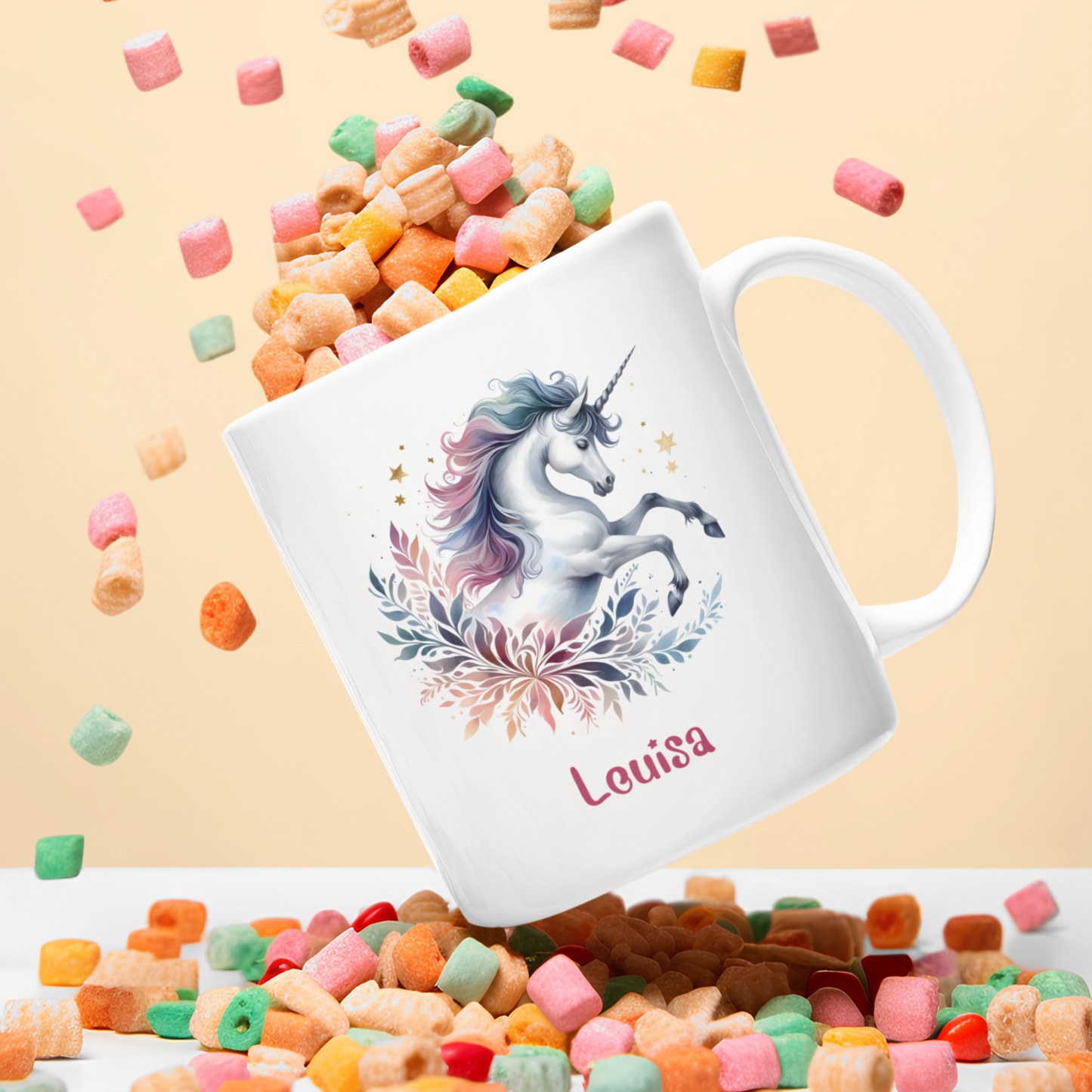 Tasse weiß Einhorn personalisiert mit Wunschname Geschenk Geburtstag