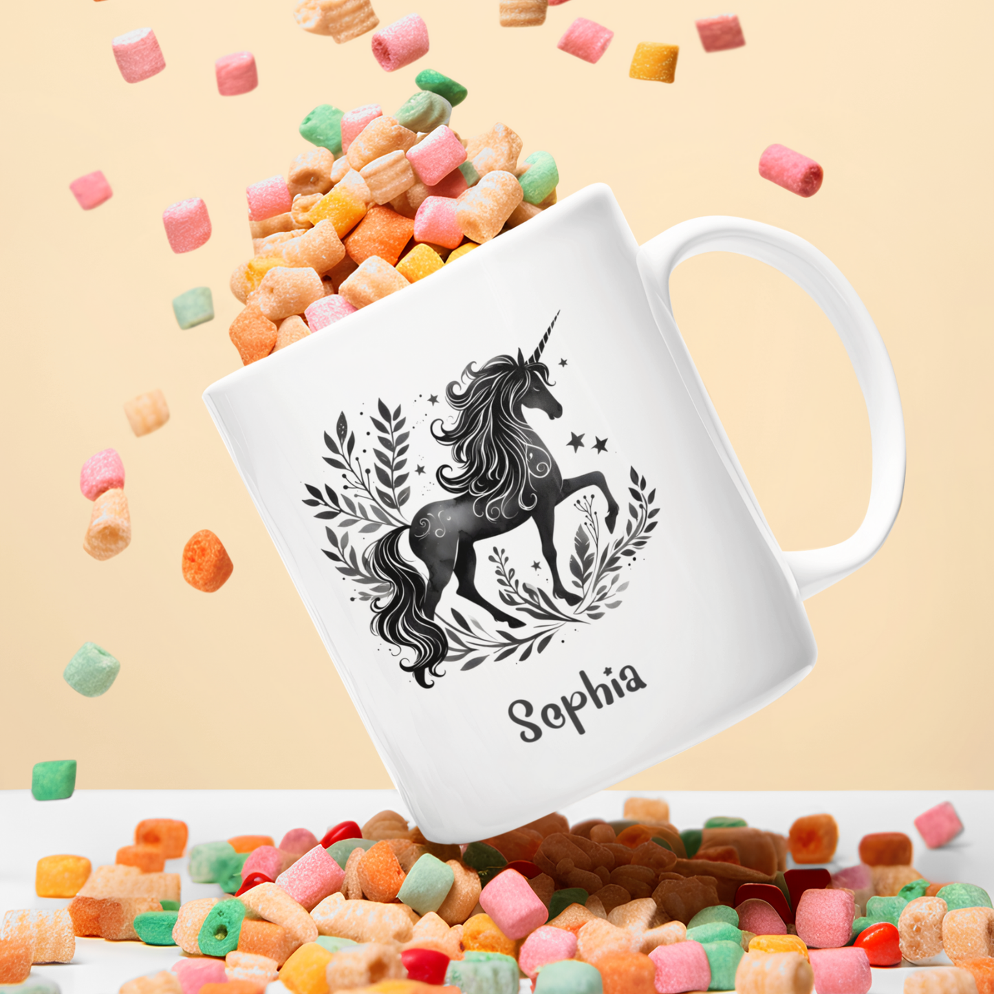 Tasse weiß Einhorn personalisiert mit Wunschname Geschenk Geburtstag
