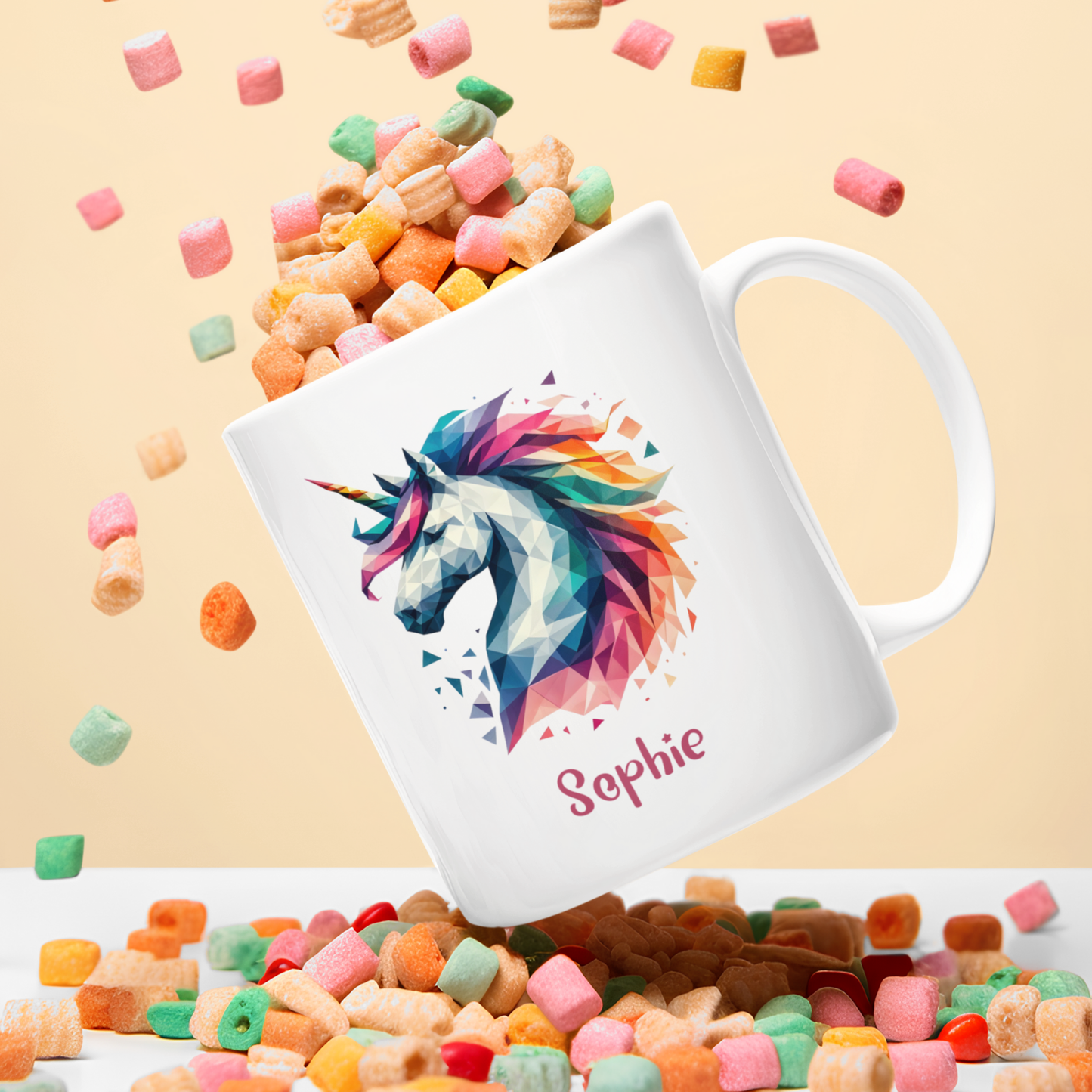 Tasse weiß Einhorn personalisiert mit Wunschname Geschenk Geburtstag