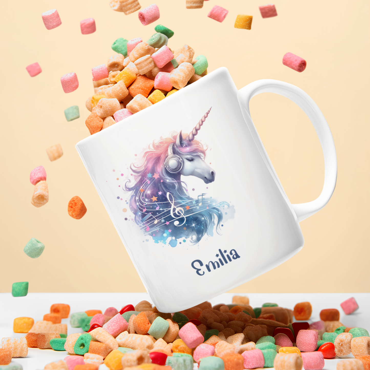 Tasse weiß Einhorn personalisiert mit Wunschname Geschenk Geburtstag