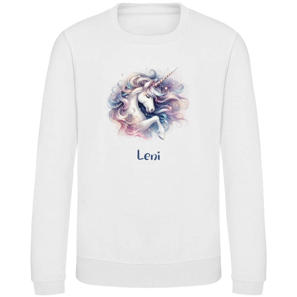 Kinder Sweatshirt Einhorn personalisiert mit Wunschname Geschenk Geburtstag