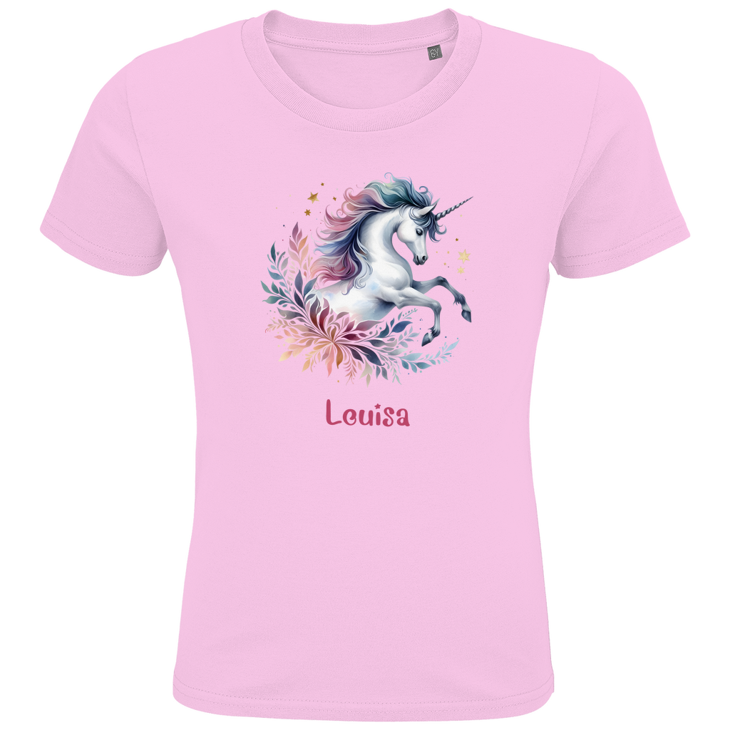 Kids Premium Bio T-Shirt Einhorn personalisiert mit Wunschname Geschenk Geburtstag