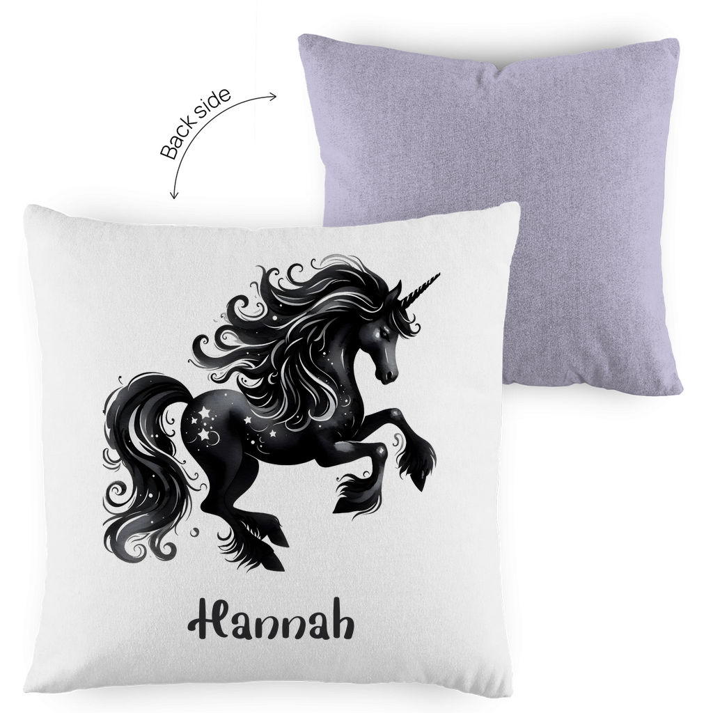 Kopfkissen Einhorn personalisiert mit Wunschname 40x40 cm mit Füllung zweifarbig