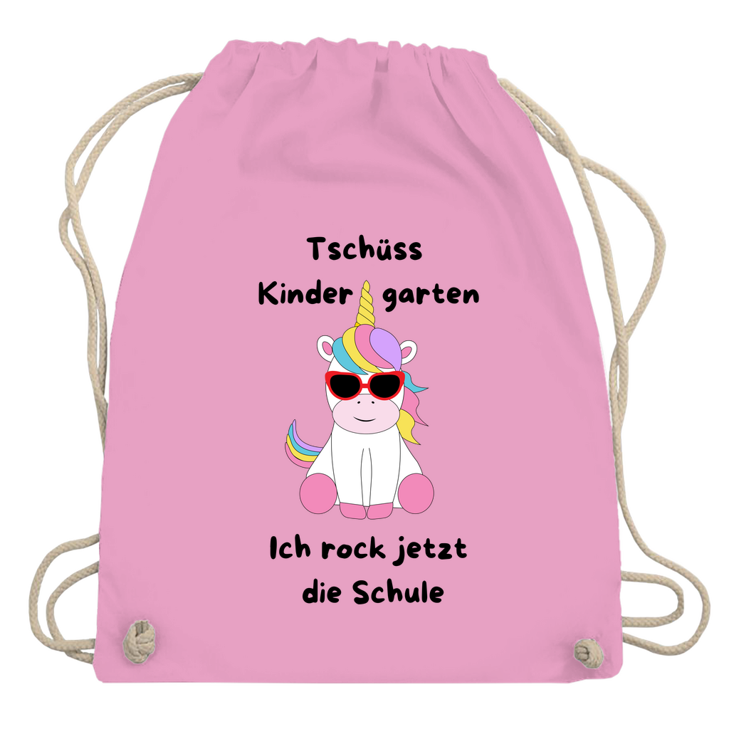 Sportbeutel Schule Einhorn Tschüss Kindergarten Mädchen Turnbeutel 37x46 cm