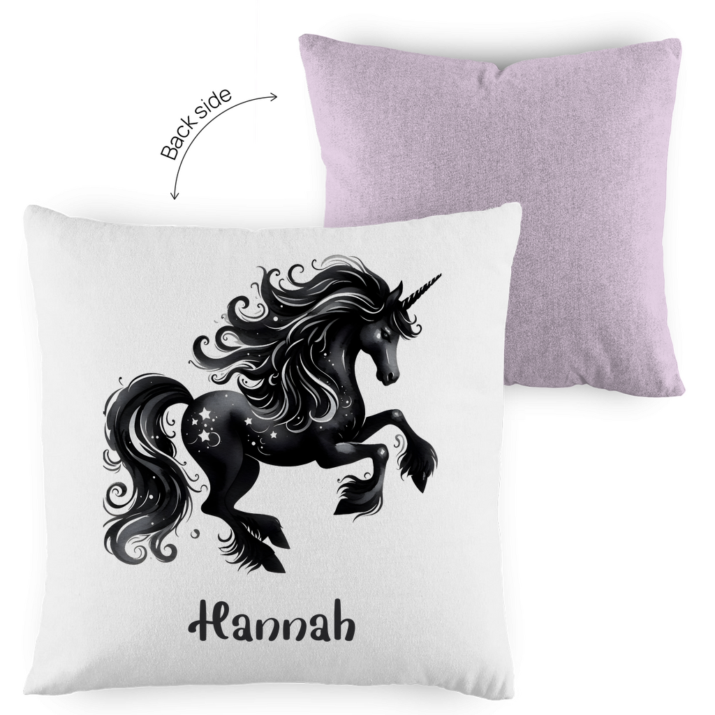 Kopfkissen Einhorn personalisiert mit Wunschname 40x40 cm mit Füllung zweifarbig