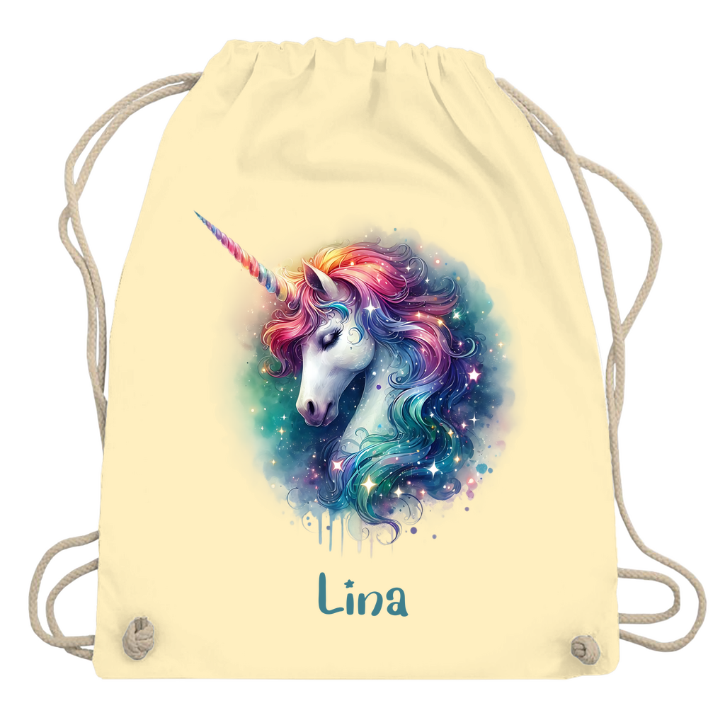 Turnbeutel Einhorn personalisiert mit Wunschname Geschenk Geburtstag