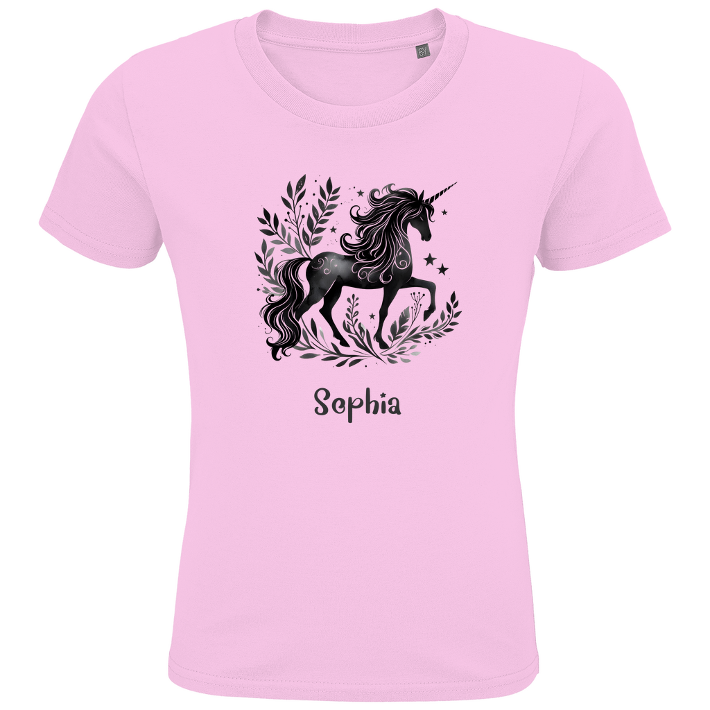 Kids Premium Bio T-Shirt Einhorn personalisiert mit Wunschname Geschenk Geburtstag