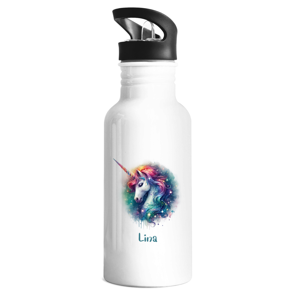 Edelstahl Trinkflasche Einhorn personalisiert mit Wunschname Geschenk Geburtstag