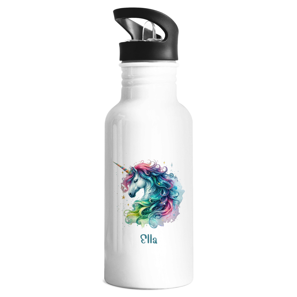 Edelstahl Trinkflasche Einhorn personalisiert mit Wunschname Geschenk Geburtstag