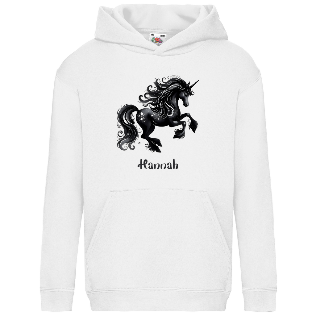 Kids Basic Bio Hoodie Einhorn personalisiert mit Wunschname Geschenk Geburtstag