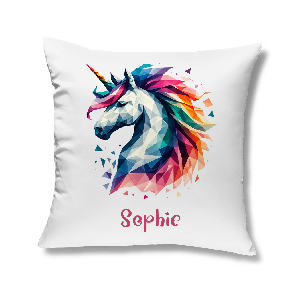 Kopfkissen Einhorn personalisiert mit Wunschname 40x40 cm mit Füllung weiss