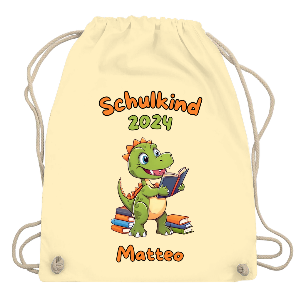 Sportbeutel Schule personalisiert Dinosaurier Junge Turnbeutel 37x46 cm