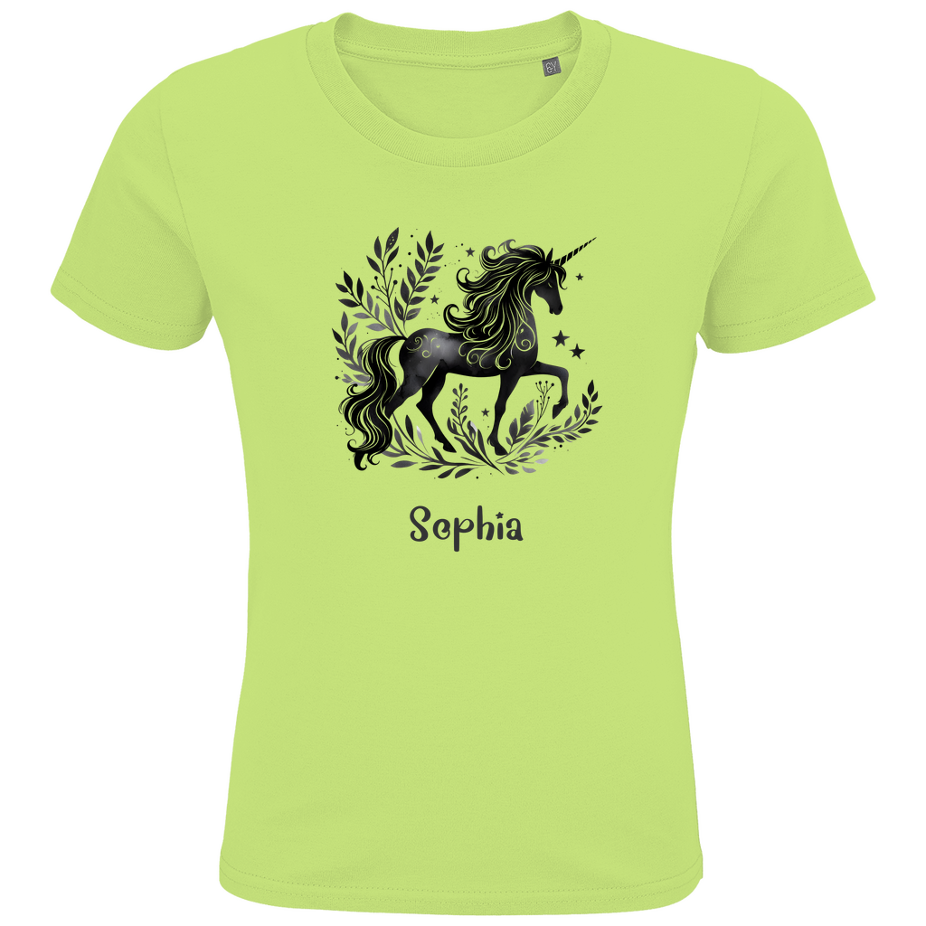 Kids Premium Bio T-Shirt Einhorn personalisiert mit Wunschname Geschenk Geburtstag