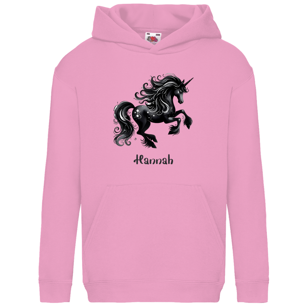Kids Basic Bio Hoodie Einhorn personalisiert mit Wunschname Geschenk Geburtstag