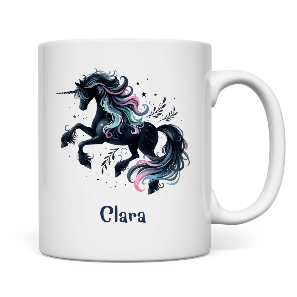Tasse weiß Einhorn personalisiert mit Wunschname Geschenk Geburtstag
