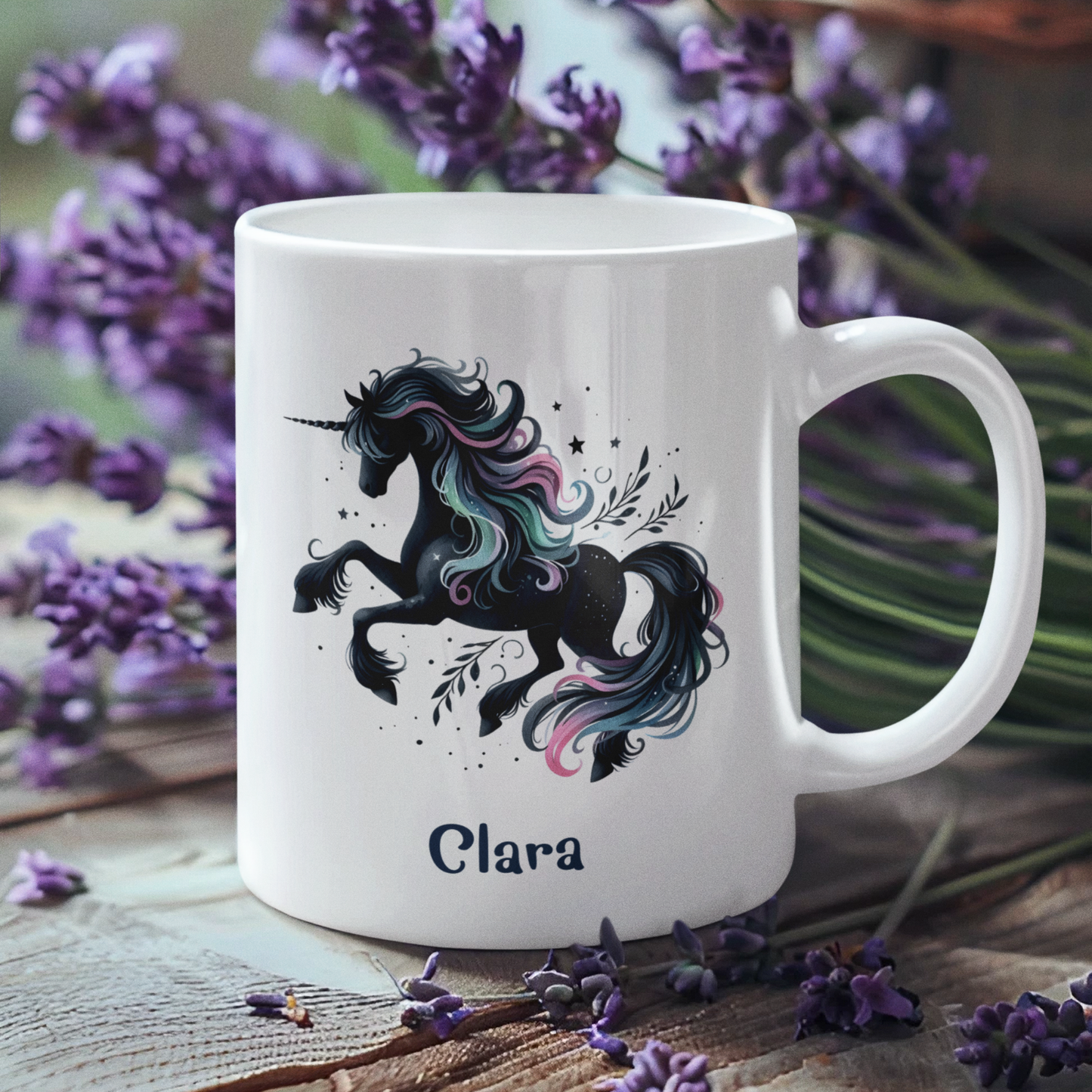 Tasse weiß Einhorn personalisiert mit Wunschname Geschenk Geburtstag
