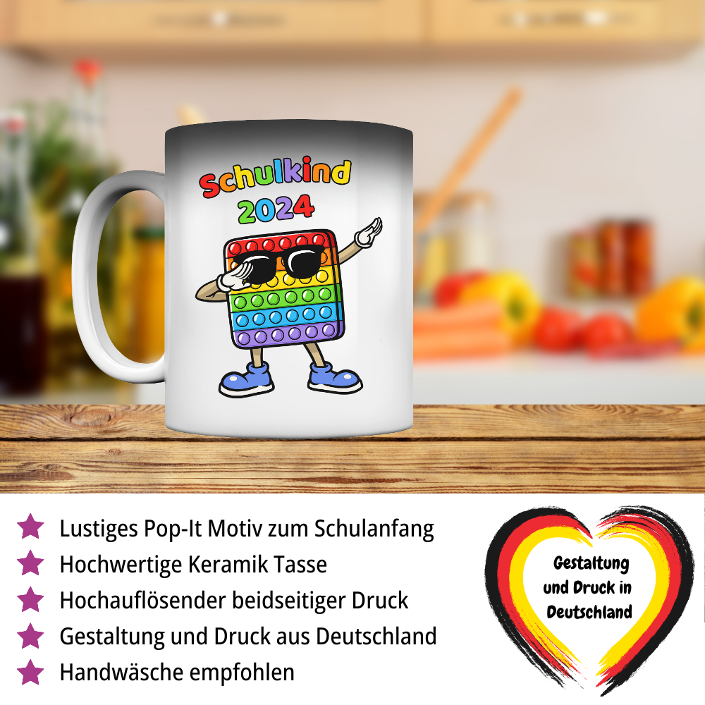 Zaubertasse Schulanfang Pop it Schulkind 2024 Einschulung Junge Mädchen