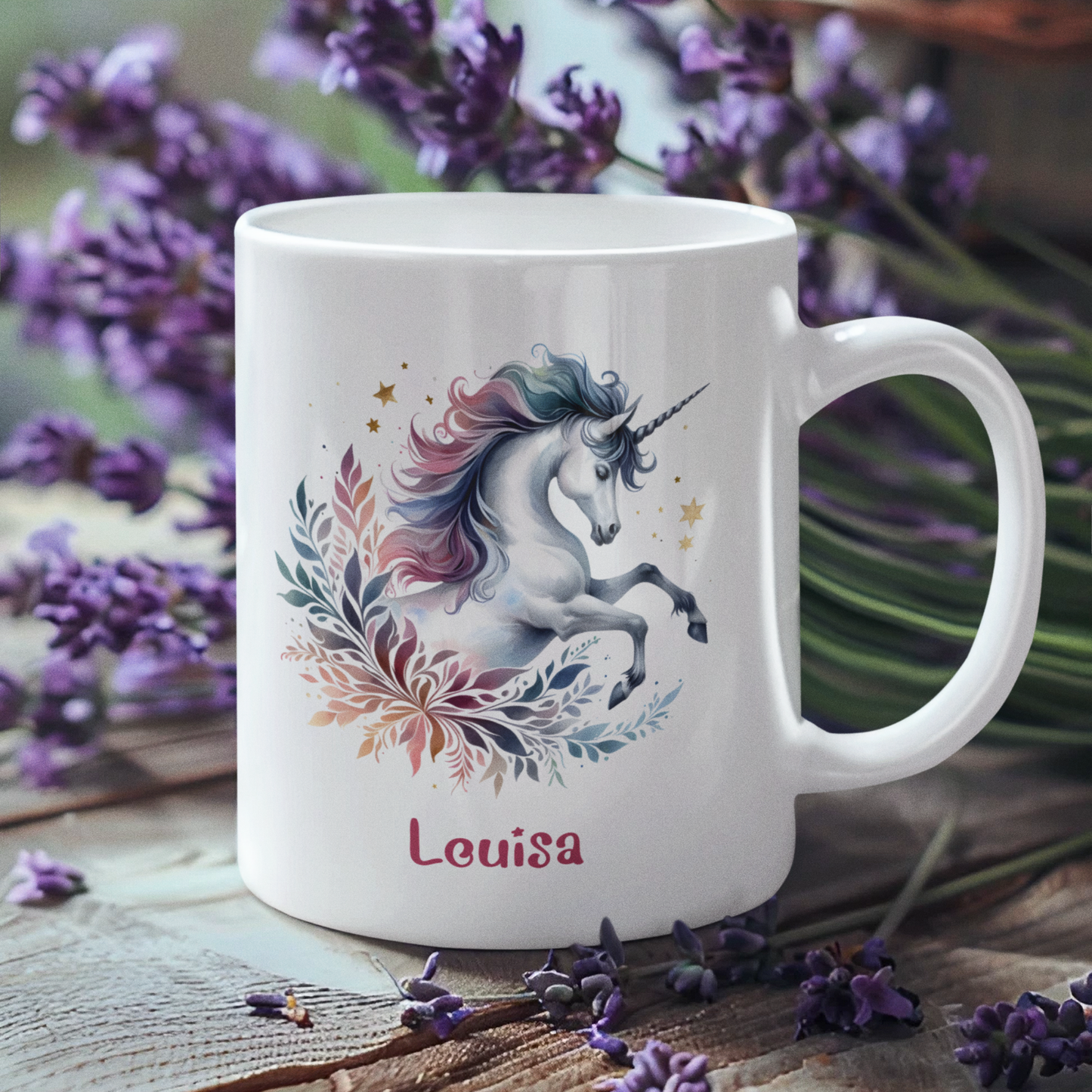 Tasse weiß Einhorn personalisiert mit Wunschname Geschenk Geburtstag