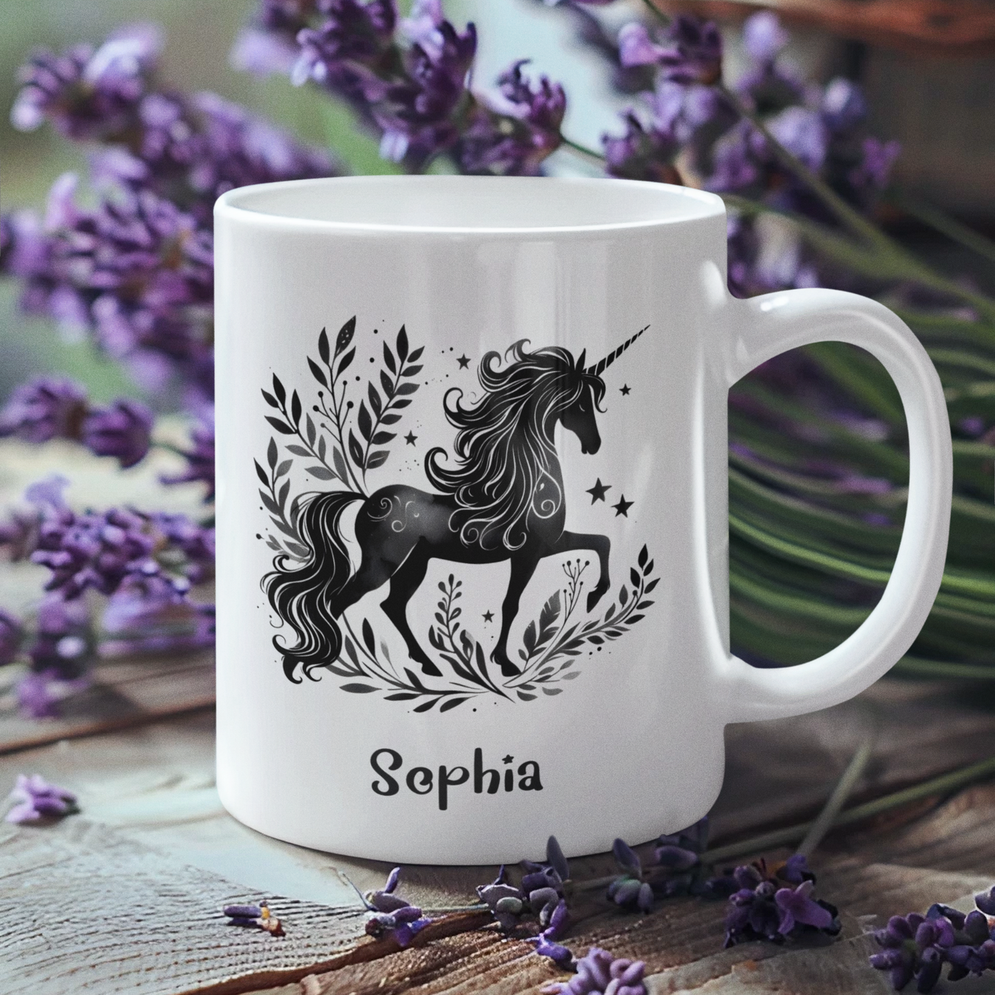 Tasse weiß Einhorn personalisiert mit Wunschname Geschenk Geburtstag