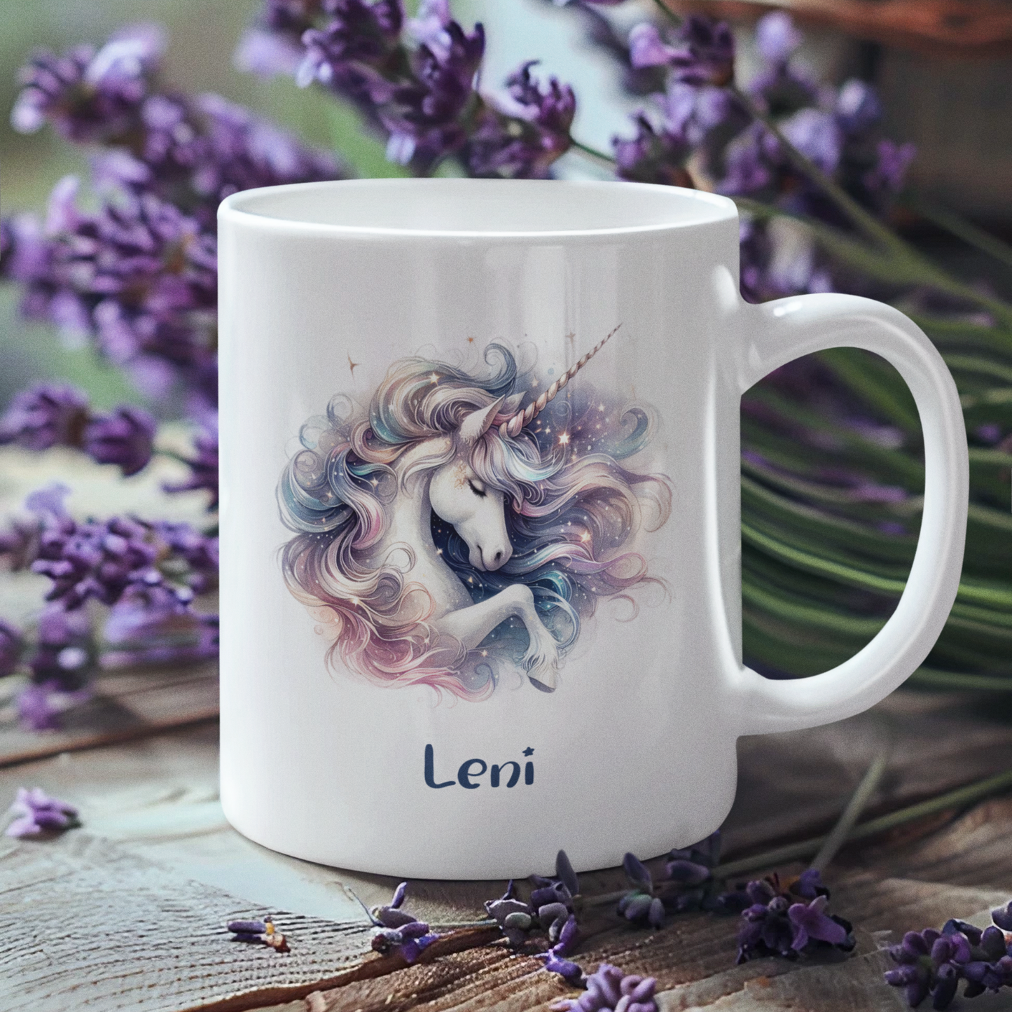 Tasse weiß Einhorn personalisiert mit Wunschname Geschenk Geburtstag