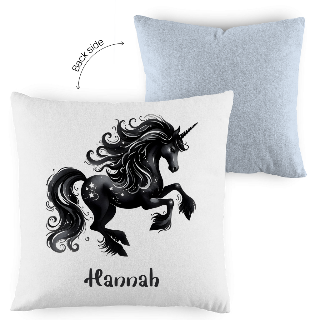 Kopfkissen Einhorn personalisiert mit Wunschname 40x40 cm mit Füllung zweifarbig